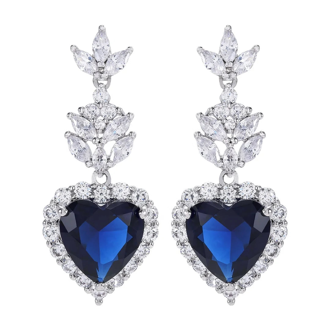 Fashion CZ Earrings 925 Silver Heart Drop Earrings Kirin Jewelry