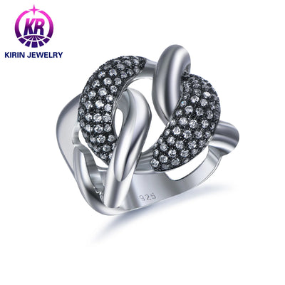 Fashion Custom 925 Sterling Silver 3A Cubic Zirconia Diamond Hip Hop for fashion jewelry rings Women Kirin Jewelry