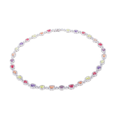Fashion Jewelry Silver 925 Colorful Zirconia Diamond Bead Necklace For Women Kirin Jewelry