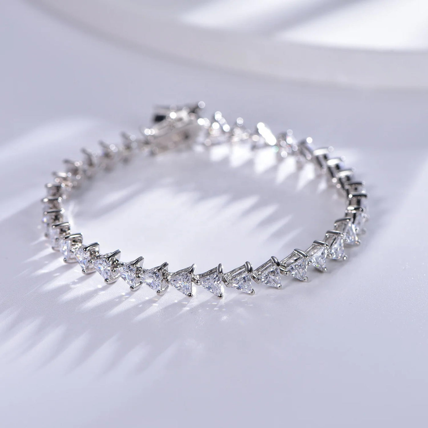 Fashion Jewelry Triangle Design Crystal Zircon 925 Sterling Silver  Chains Bracelet Tennis Bracelet Women Kirin Jewelry