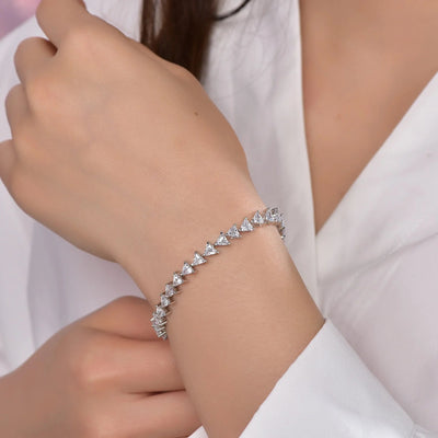 Fashion Jewelry Triangle Design Crystal Zircon 925 Sterling Silver  Chains Bracelet Tennis Bracelet Women Kirin Jewelry
