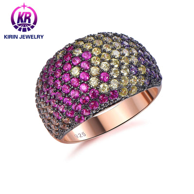 Fashion Selling Hiphop Luxury 925 Sterling Silver Unisex Purple Ruby Yellow Gold Diamond Wedding Engagement Ring Kirin Jewelry