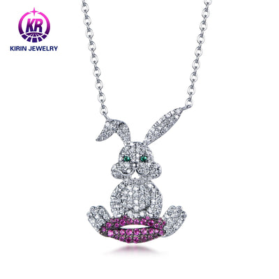 Fashion Women Jewelry 925 Pendants Cute Charm Animal Pendants Cubic Zirconia Necklace Rabbit Diamond Jewelry Kirin Jewelry