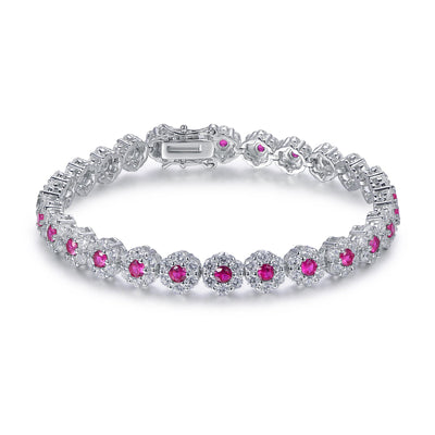 Fashion jewelry wholesale sterling silver custom bracelets wedding gift red corundum diamond bracelet Kirin Jewelry