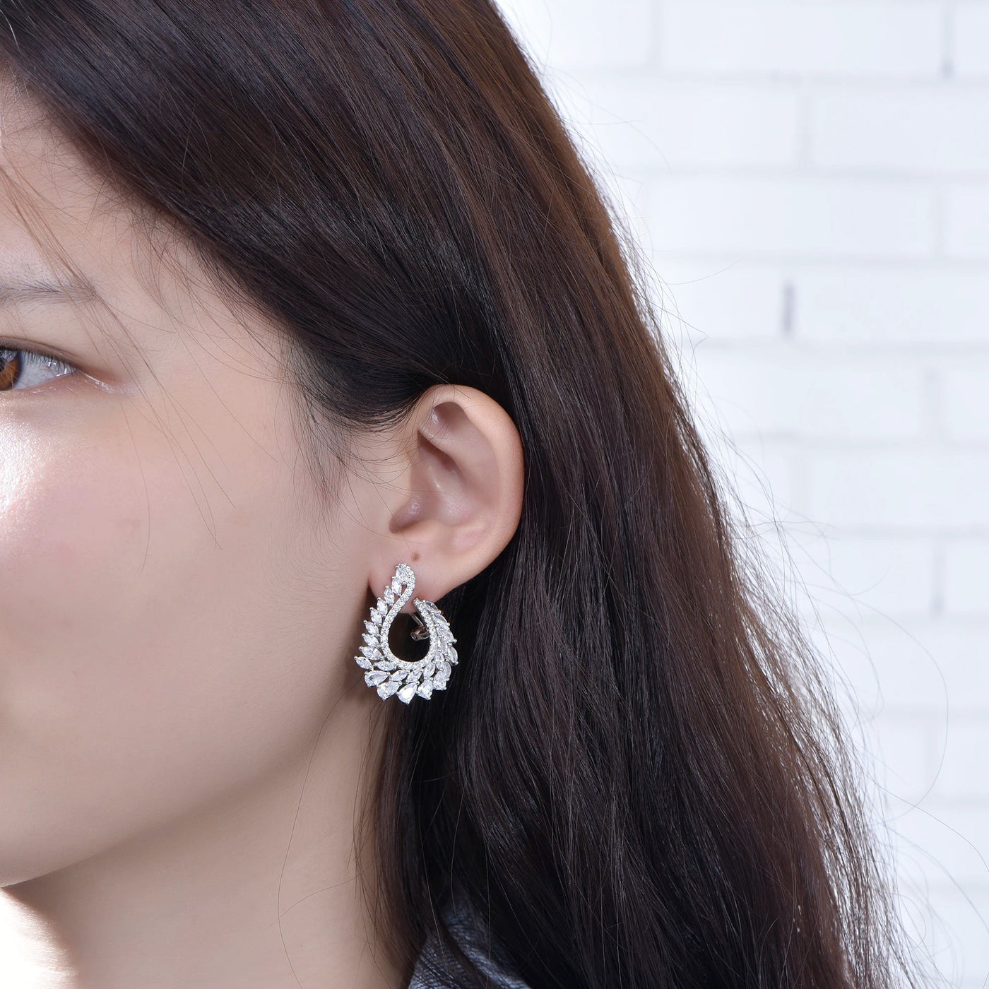 Fashionable sterling silver cute minimalist earrings for women's earrings jewelry exaggerated flower wreath zircon earrings Kirin Jewelry