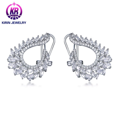 Fashionable sterling silver cute minimalist earrings for women's earrings jewelry exaggerated flower wreath zircon earrings Kirin Jewelry