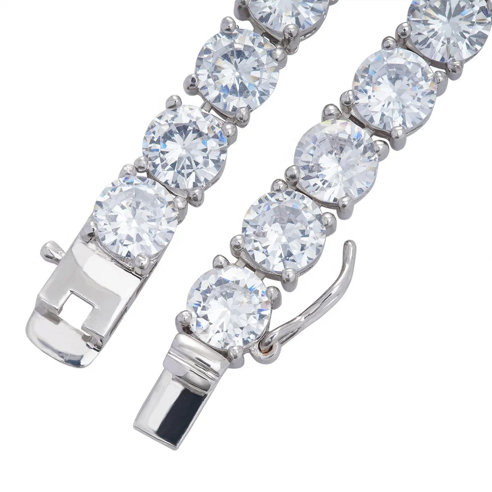Custom 925 Sterling Silver Mens CZ Diamond Necklace 18" Tennis Chain Necklace Women Tennis Necklace
