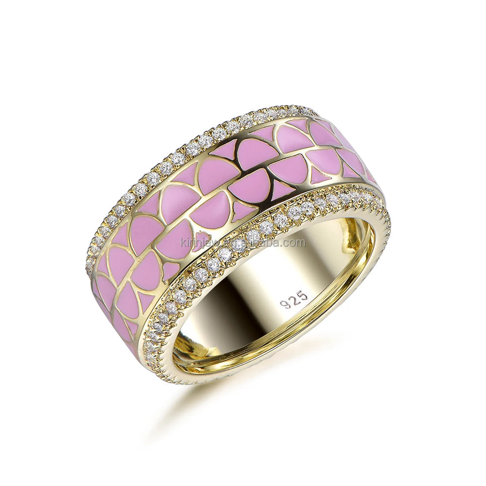 High Quality Moissanite Men Ring Pink Moissanite Ring 925 Sterling Silver Moissanite Ring for Woman Kirin Jewelry