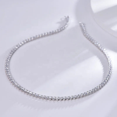 Hiphop 3mm Round Cut Tennis Necklace 14k White Gold Plated Chain Necklace 3A CZ Bling Tennis Chain Necklace Kirin Jewelry