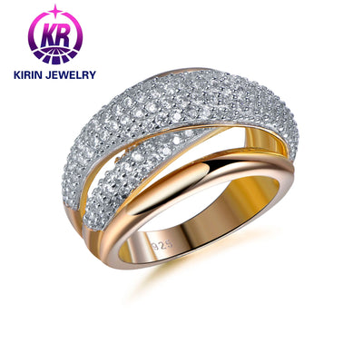 Hot sale full diamond man ring 925 Sterling Silver 14K & 18K gold solid ring Cubic Zirconia for men engagement Kirin Jewelry
