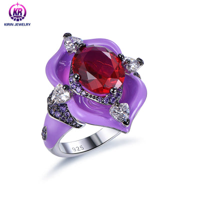 Jewelry Diamond ruby Spinel Gemstone Ring 925 Sterling Silver Big Stone Fine Purple Jewelry Manufacturer Kirin Jewelry