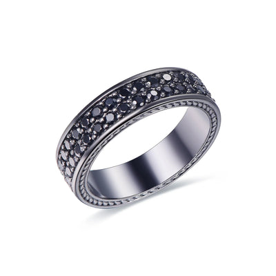Kirin Jewelry 925 silver band ring black cz black plating ring fashion ring Kirin Jewelry