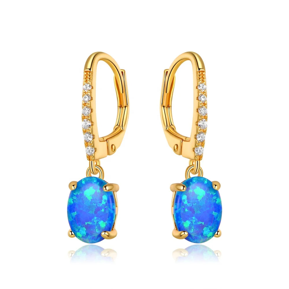 Lab-Created Sapphire & CZ Drop Earrings in 925 Silver | Wholesale
