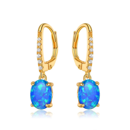 Lab-Created Sapphire & CZ Drop Earrings in 925 Silver | Wholesale
