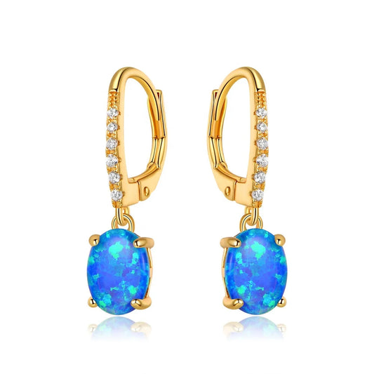 Lab-Created Sapphire & CZ Drop Earrings in 925 Silver | Wholesale