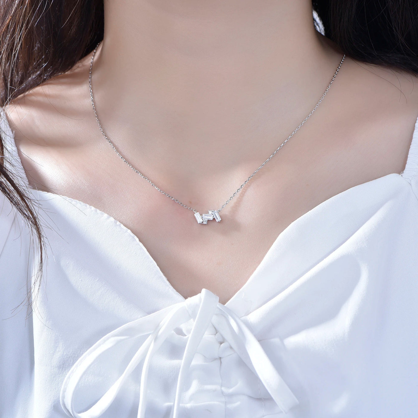 Light Luxury 925 Sterling Silver Ice Crystal Diamonds Necklace Collar Chain Versatile Zircon Necklace For Women Kirin Jewelry