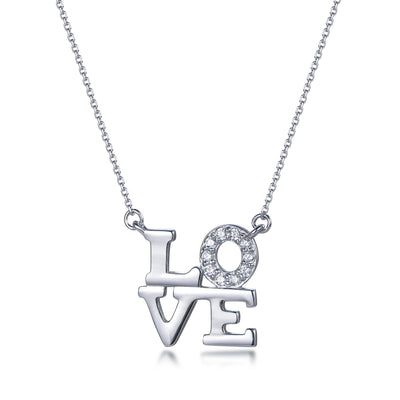 Love Script Letter Word 925 Sterling Silver Necklace Girlfriend Wife Love Letter Word Crystal Lover Valentine Letter Necklace Kirin Jewelry