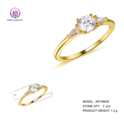 Luxury Cubic Zirconia Jewelry 925 Sterling Silver Gold Plated Cz Engagement Ring For Women Kirin Jewelry