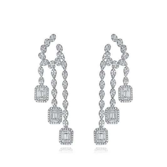 Luxury Half Heart Shaped Drop Earrings Large Statement Crystal cz Earrings For Women Kirin Jewelry