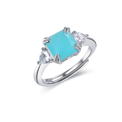 Natural Aquamarine Engagement Ring Diamond CZ ring 925 Sterling Silver Sea Blue Gemstone Sapphire Rings Kirin Jewelry