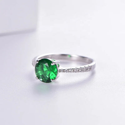 New 925 Sterling Silver Rings Jewellery Micro Prong Emerald Ring Eternity CZ Stone Bands Ring Kirin Jewelry