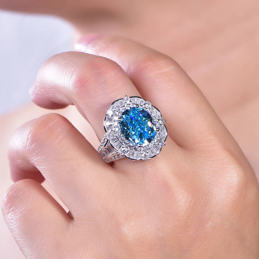 New trend sapphire stone diamond ring 925 sterling silver ring jewelry for women custom engagement wedding rings Kirin Jewelry