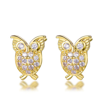 Owl animal earrings gold-plated zirconia cute jewelry custom color earrings Kirin Jewelry