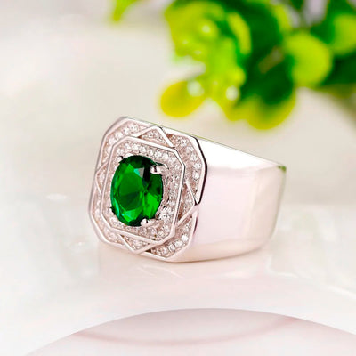 Rose Gold Ring Wholesale White Gold Green Stone Emerald Diamond Ring Wedding Fashion Jewelry 925 Sterling Silver Ring Kirin Jewelry