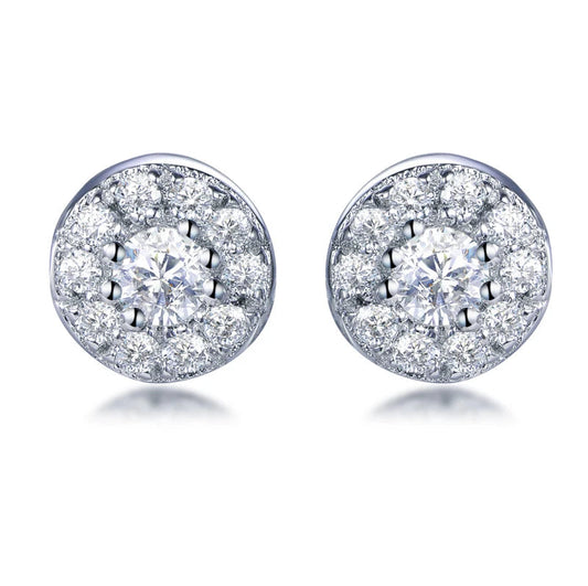 Round Zircon Simple moissanite earrings studs White Zircon 925 Silver Stud Earrings Hot Sale Jewelry Kirin Jewelry