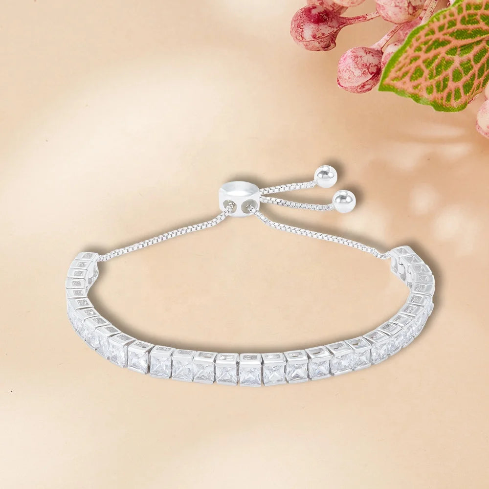 S925 Tennis Bracelet with Sparking Cubic Zirconia Adjustable Bracelet for Women Silver Tennis Bracelet Kirin Jewelry