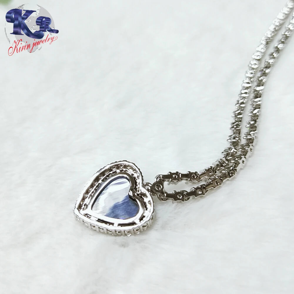 Silver jewelry reall 925 white gold plated valentine's day love heart pendant Kirin Jewelry