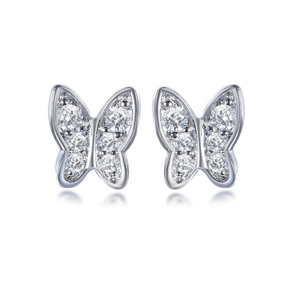 Sterling silver earrings 925 butterfly stud earrings pave CZ butterfly earrings stud Kirin Jewelry