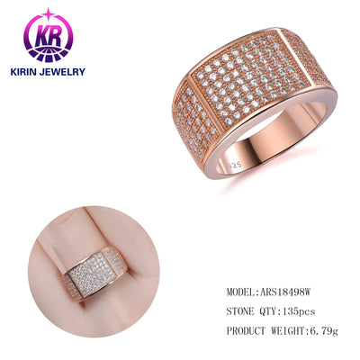 Vintage Fashion Finger Ring Jewelry 925 Sterling Silver Rose Gold 3A White Cubic Zirconia Ring For Men Kirin Jewelry