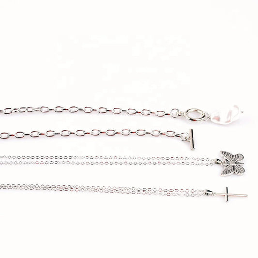 Vintage stainless steel Pearl necklace for Women Cross butterfly Necklace ladies valentine's necklace stainless steel Kirin Jewelry