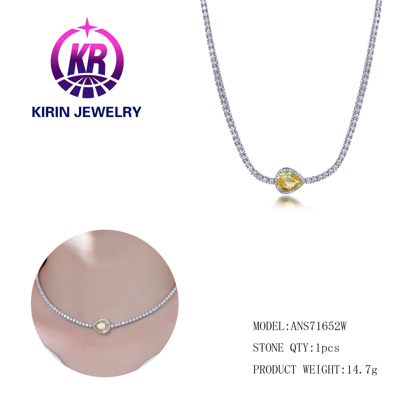 Waterproof &Tarnish Free Zirconia Women 925 Sterling Silver Gold Plated Crystal Diamond Stainless Steel Necklaces Kirin Jewelry