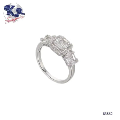 Whoelesale Silver Ciubic Zircon Round & Rectangle Lab Diamond Unique Halo Rings​
