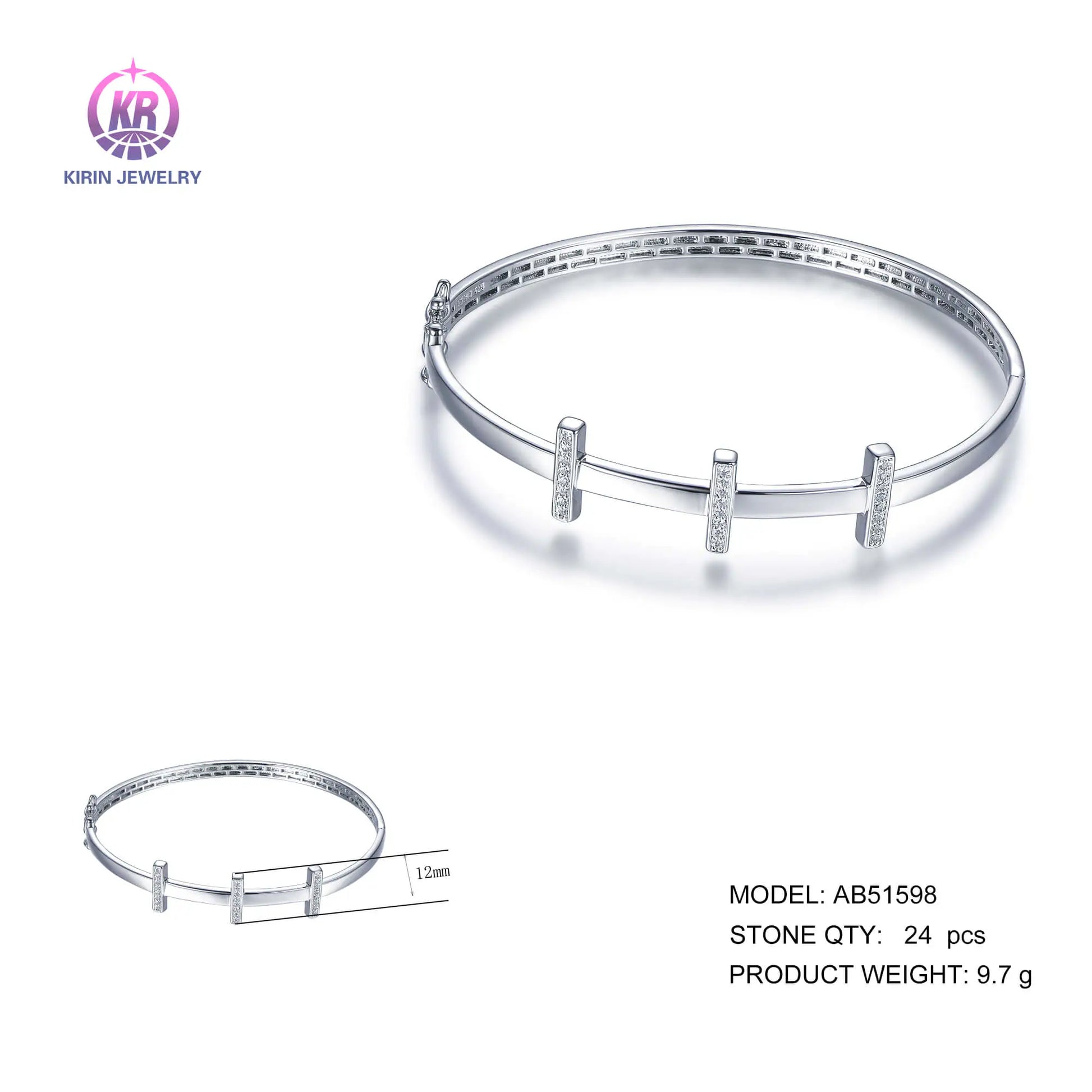 Wholelsale 925 Silver CZ Personalized Simple Design Bangles for Women
