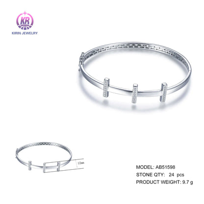 Wholelsale 925 Silver CZ Personalized Simple Design Bangles for Women