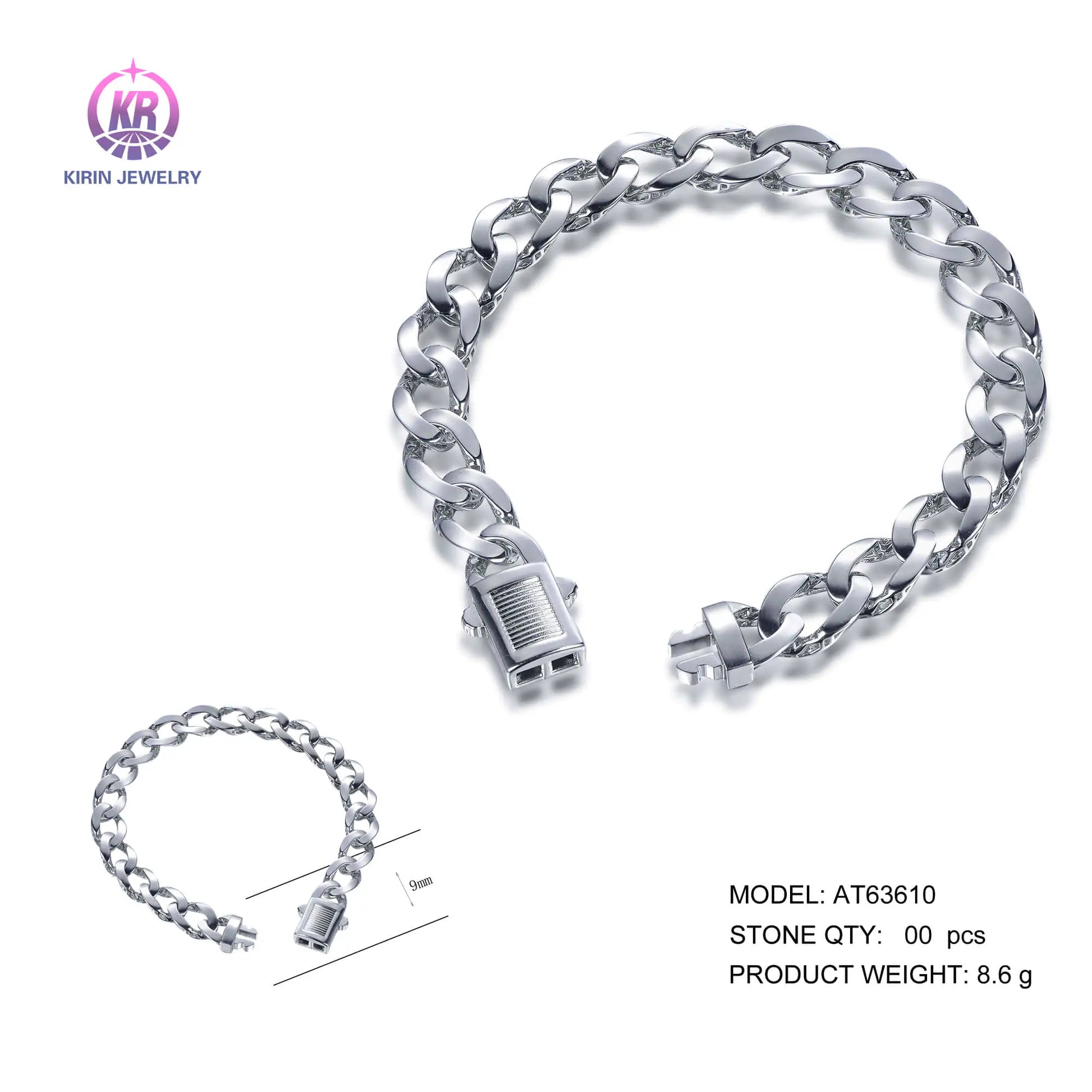 Wholelsale 925 Silver Roadside Curb Cuban Link Chain Bracelet for Women