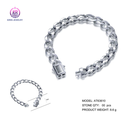 Wholelsale 925 Silver Roadside Curb Cuban Link Chain Bracelet for Women