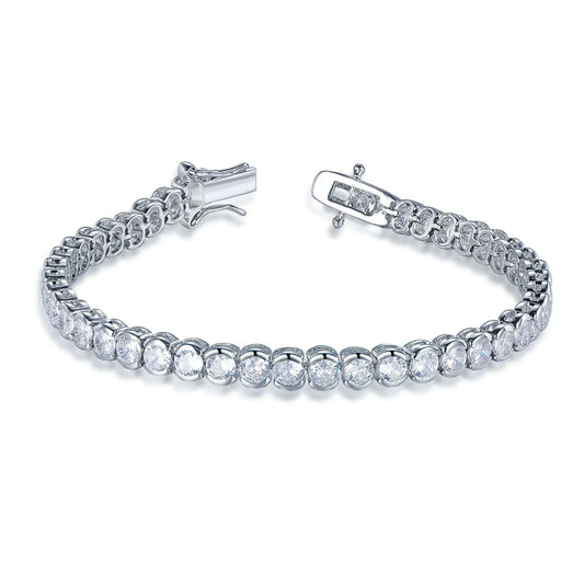Wholelsale Silver CZ Lab Created Diamond Round Tennis Bracelet