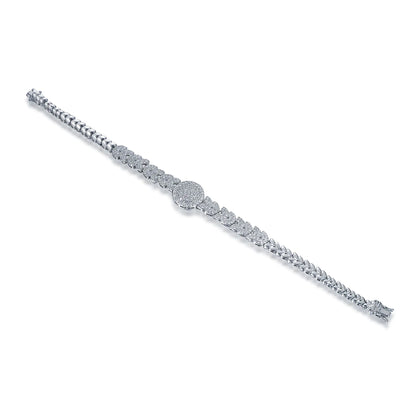 Wholelsale Silver CZ Rouind Cut Adjustable Leaf Design Bracelet​