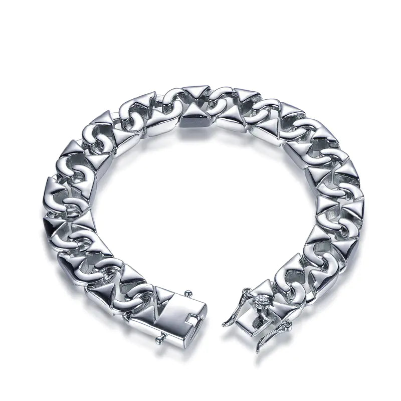 Wholelsale Silver Smooth Surface Wrist Armor Style Cuban Links Bracelet​ 