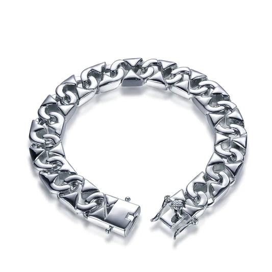 Wholelsale Silver Smooth Surface Wrist Armor Style Cuban Links Bracelet​ 