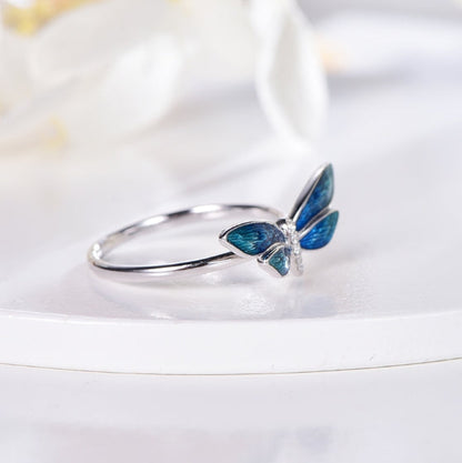 Wholesale 18K Gold Insect Finger Blue Dragonfly Jewelry Ring