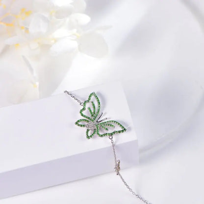 Wholesale 18K Gold Lab Created Emerald Dainty Butterfly Bracelet
