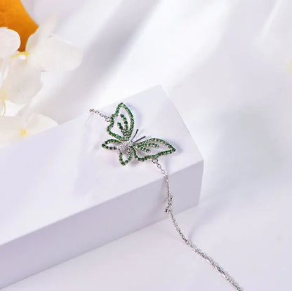 Wholesale 18K Gold Lab Created Emerald Green Butterfly Bracelet​