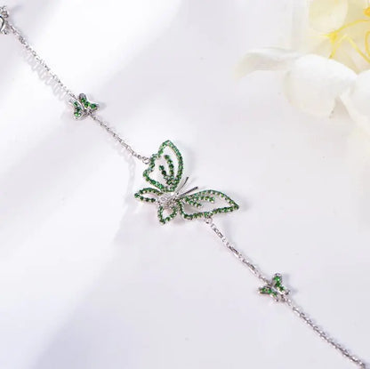 Wholesale 18K Gold Lab Created Emerald Green Butterfly Bracelet​