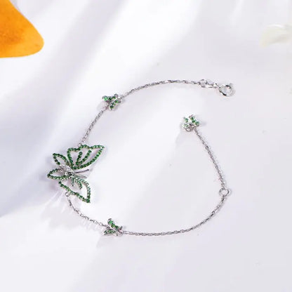 Wholesale 18K Gold Lab Created Emerald Green Butterfly Bracelet​
