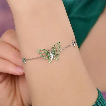 Wholesale 18K Gold Lab Created Emerald Green Butterfly Bracelet​ for Women
